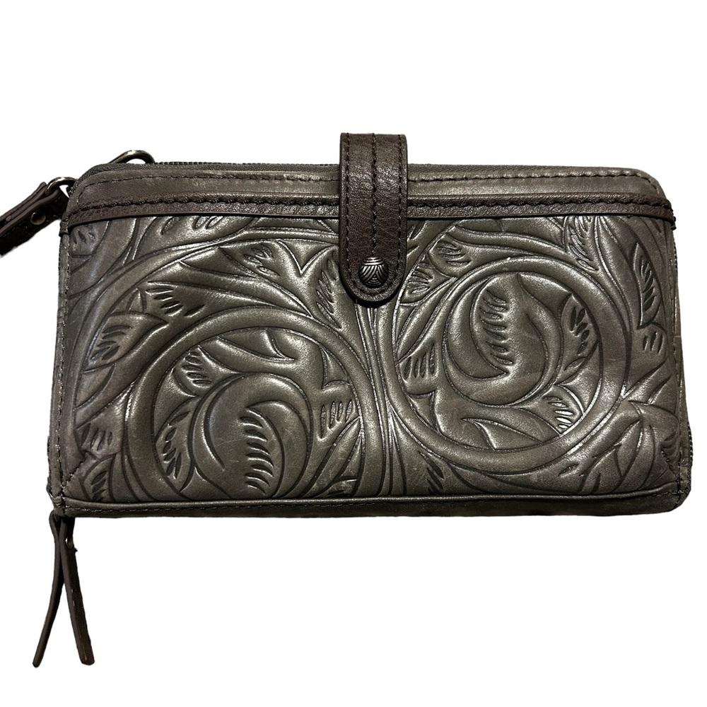 The Sak Iris grey leather wristlet